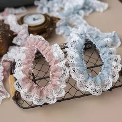 4cm wide double embroidered pleated lace girl Room Makeup mirror Picture frame frame doll dress skirt handmade DIY material