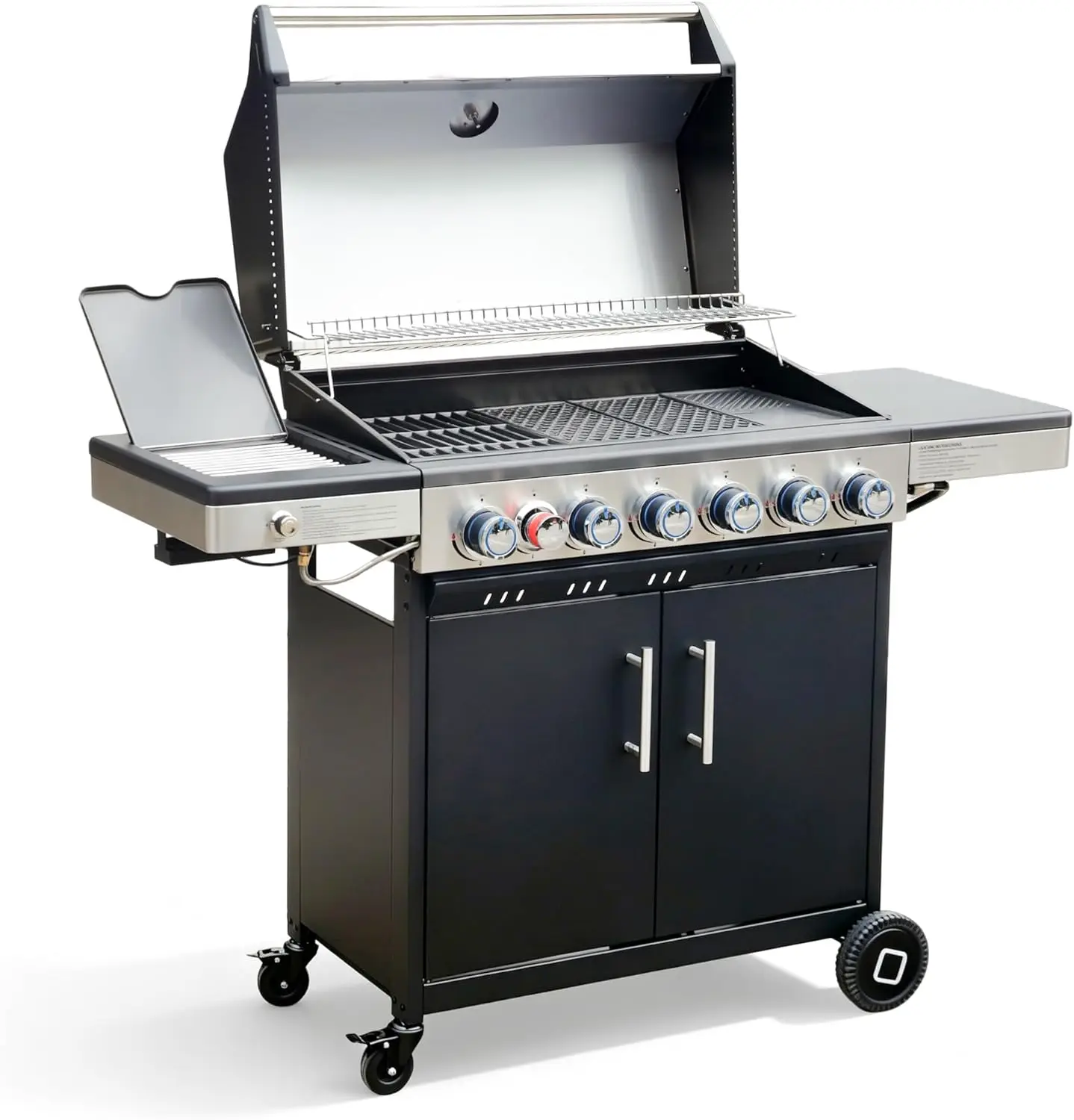 

6-Burner Propane Gas Grill with Infrared Searing Side Burner, Outdoor BBQ Grill with 53,500 BTU Oupput, Ceramic Infrared Searin