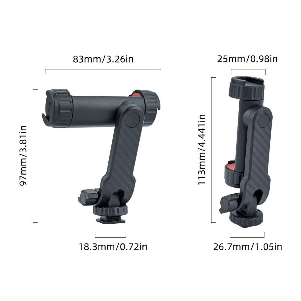 Multi-functional Phone Holder 360° Rotatable Clamp Phone Tripod Mount Rotatable with Dual Cold Shoe Mounts for Smartphone Vlog