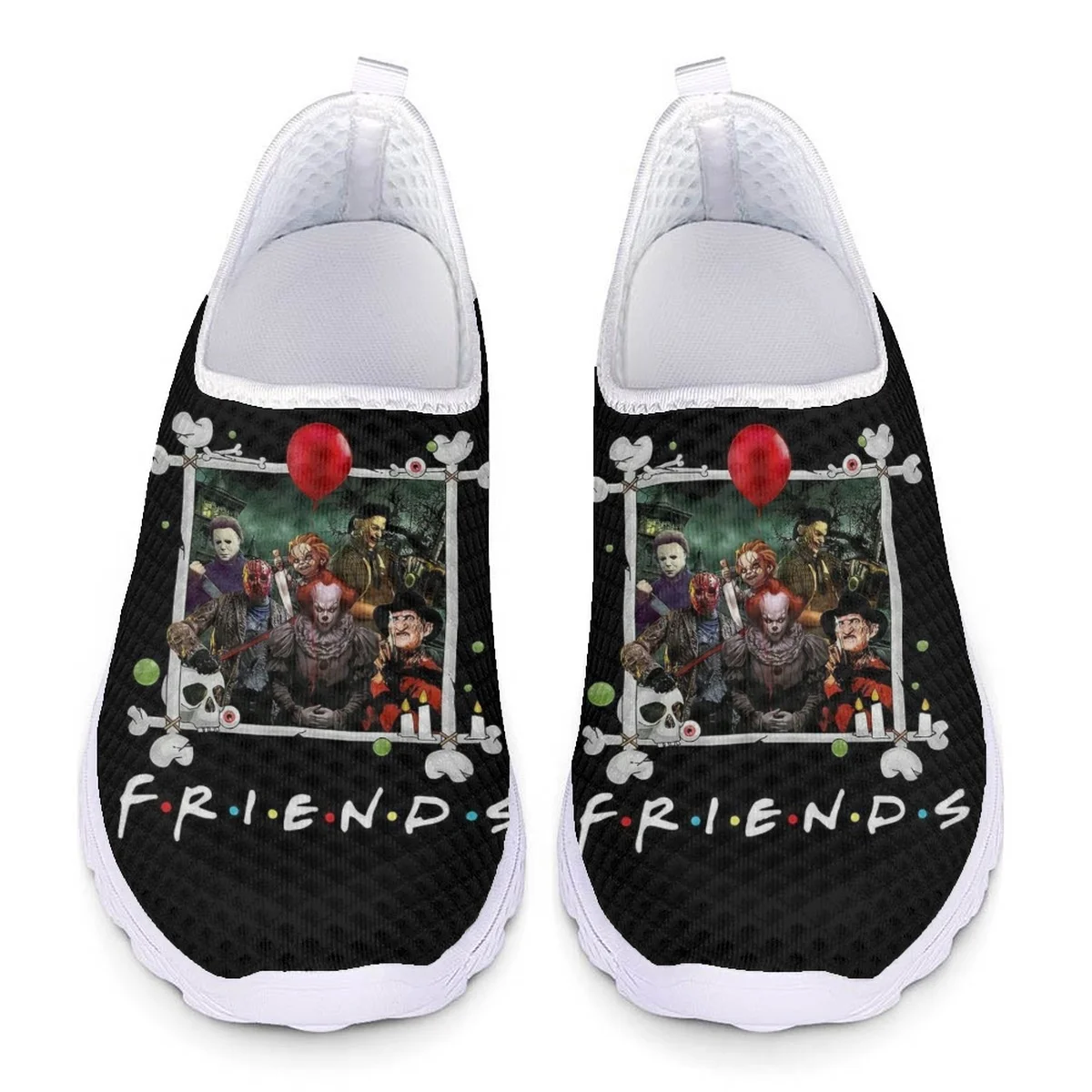 Halloween Gift Horror Movie Friend Printed Non-Slip Flat Shoes Girls Versatile Popular Street Walking Shoes Comfortable Sneakers