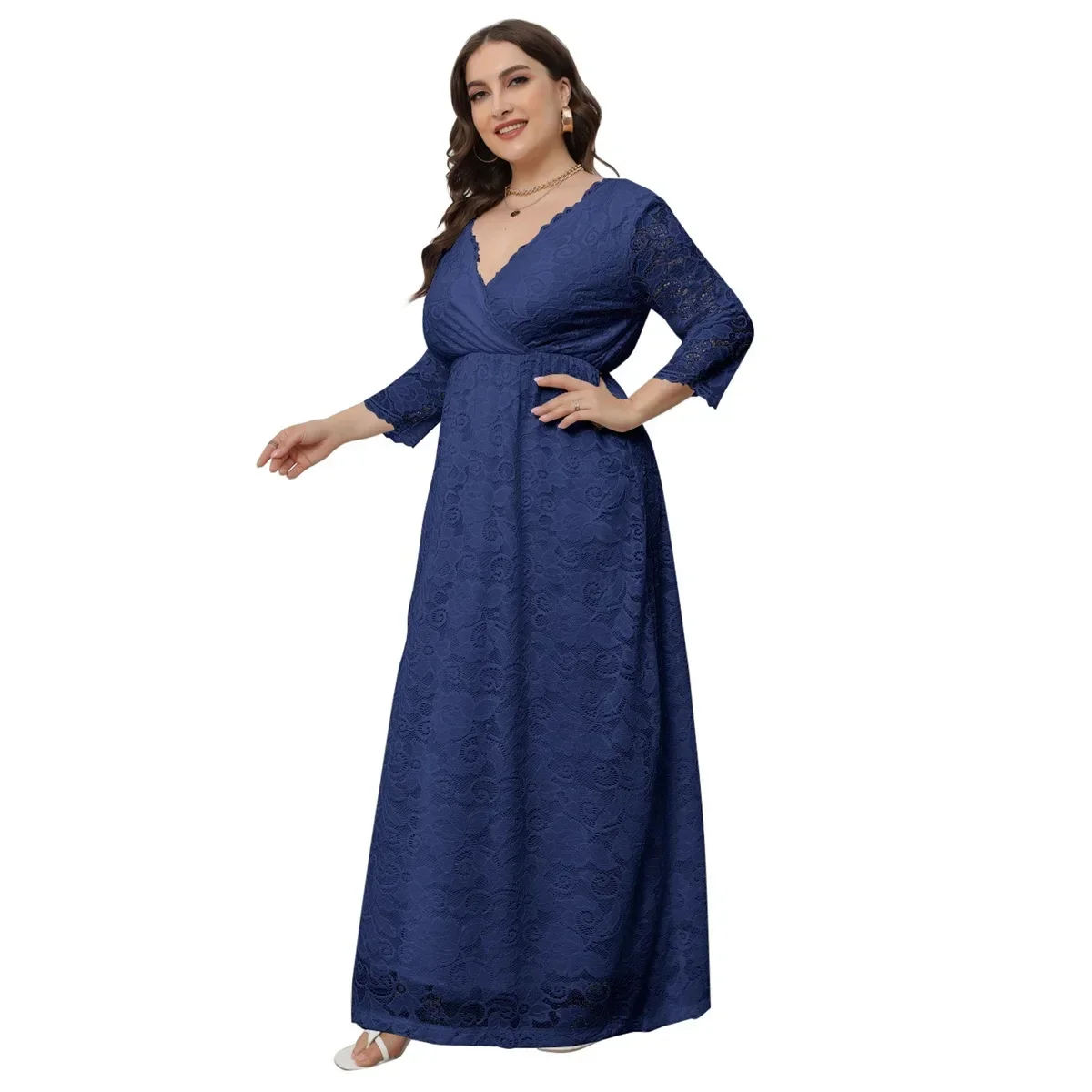 XL-5XL plus size africano festa de noite vestidos de casamento para as mulheres outono africano 3/4 manga renda maxi vestido vestidos roupas áfrica