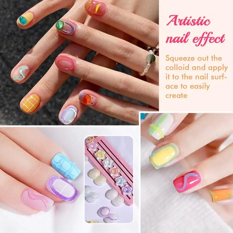 Couverture Complète Unique Polyvalent Créatif 3D Nail Art, miles Coréenne Populaire en Relief Vibrant Pride ise, Designs Luxueux, Chimie