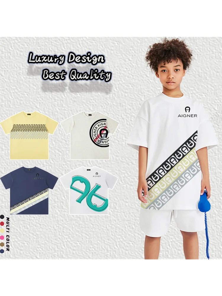 Fashion Kids Shirt Cotton Tees 2025 New Casual Streetwear Child Short sleeve Trend Boys T-shirt O Neck Tops Teen Boy Clothing
