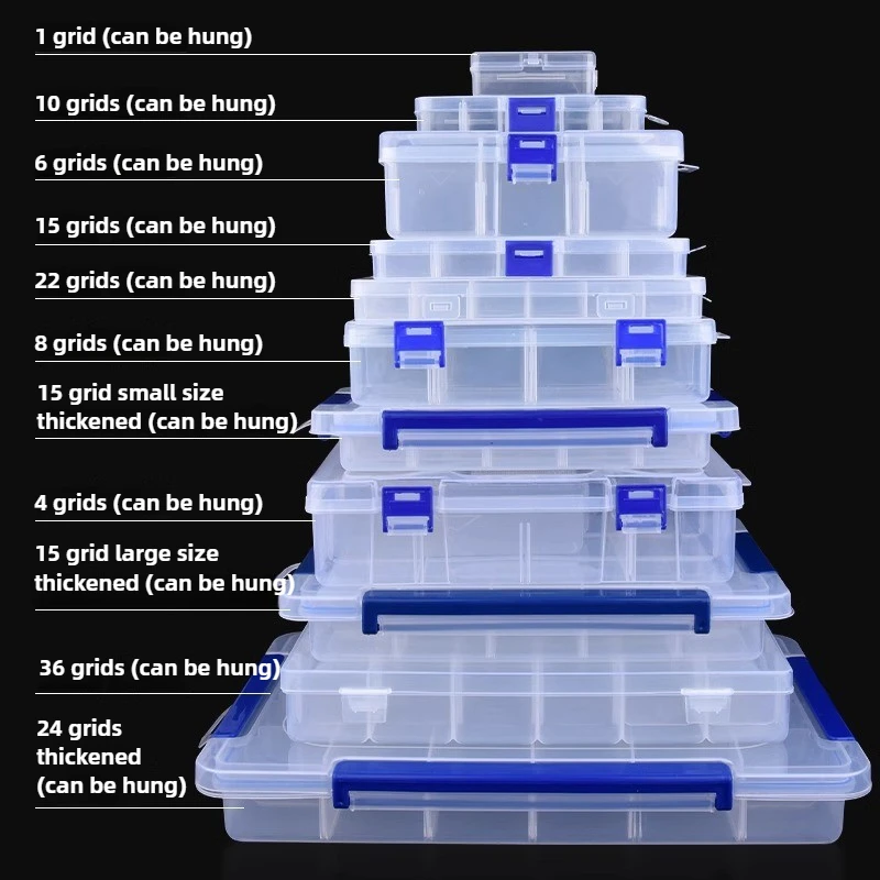 Multi Grid Clear Plastic Box Rectangular Box Screwdrivers Bits Tools Dustproof Waterproof Packing Storage Cases Container