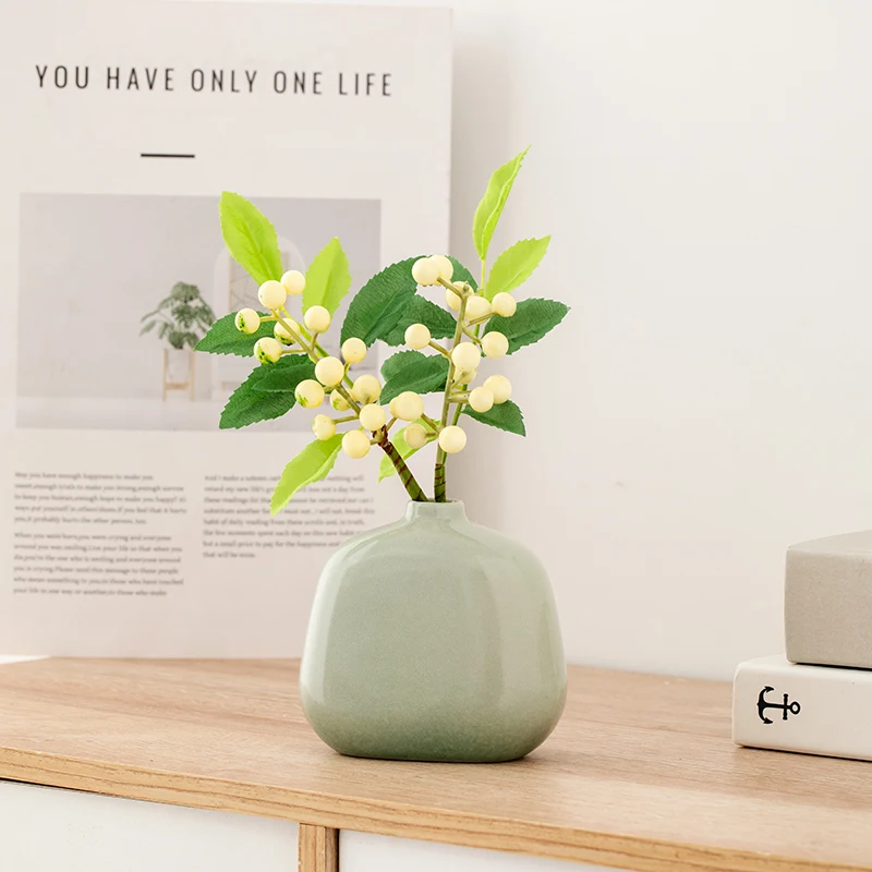 

Shumen Retro Green Ceramic Flower Vase - A Home Design Piece for the Living Room, Decorative on the Table, Ideal for Flower Arra