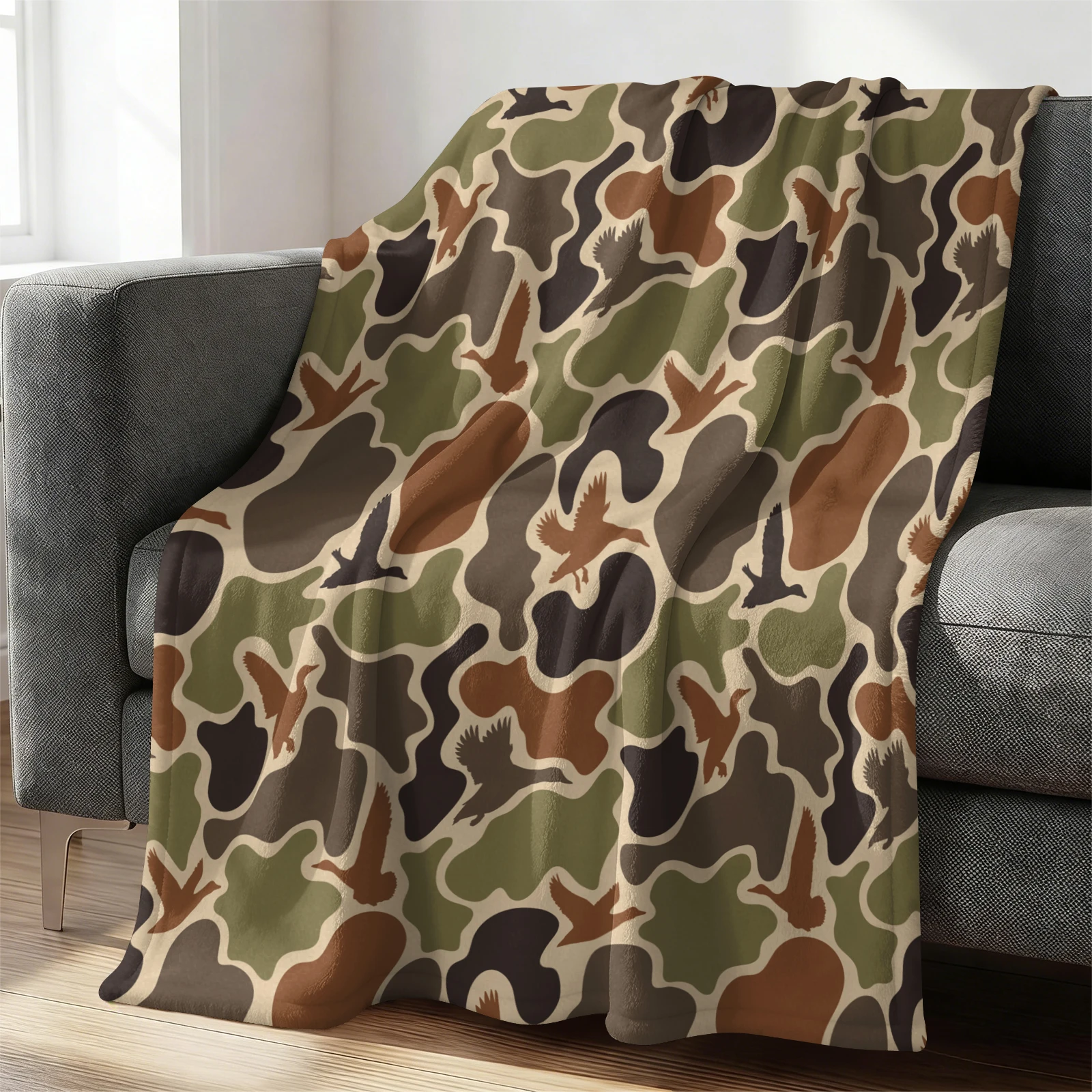 Enten-Camouflage-Druck-Flanelldecke, weiche Überwurfdecke, warme Decke, leichte Decke für Sofa, Bett, Camping, Heimdekoration, Geschenkdecke