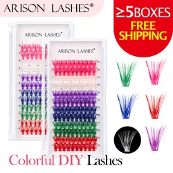 ARISON 12 Rows Mixed Colored Cluster Lashes 20D/40D Festival Halloween Party DIY Segmented Beam Individual Mink Eyelashes