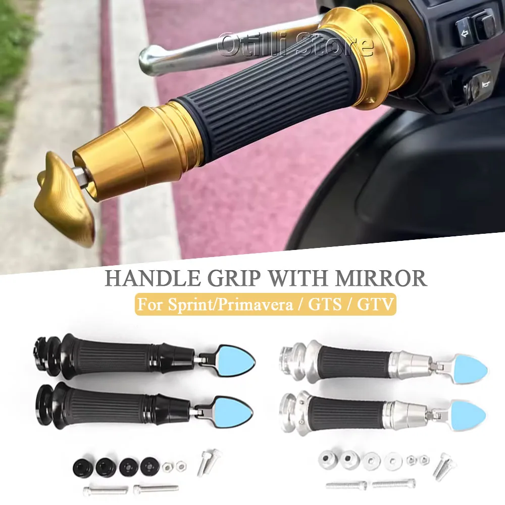 

Motorcycle Hand Grips Bar End Mirrors Handlebar Tip Rearview Fits For Vespa Sprint 150 Primavera 150 GTV 300 GTS 125 300 Super