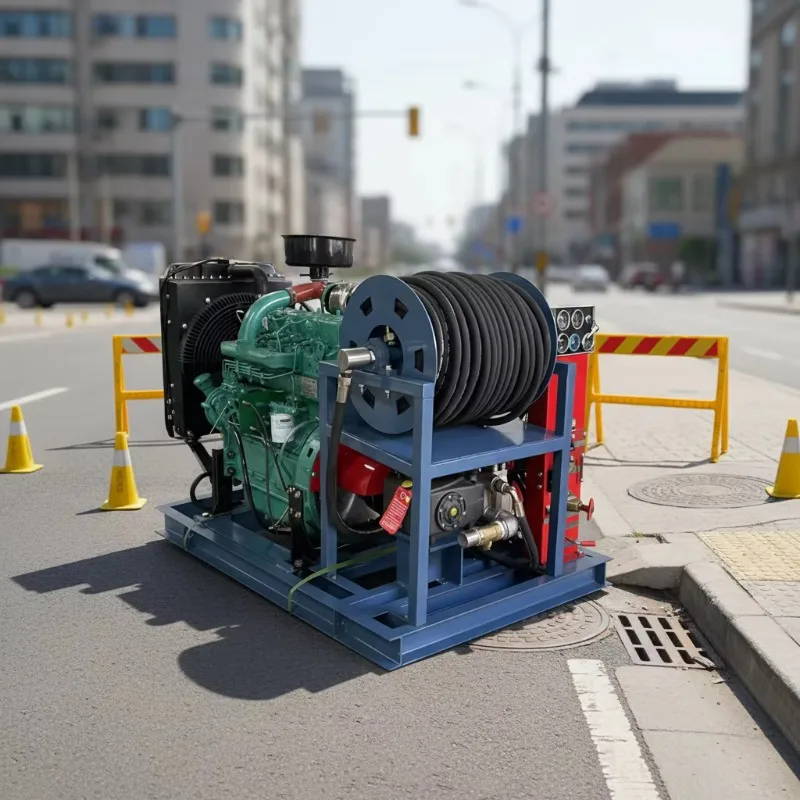Remote Control 4-cylinder Diesel 60kw Heavy Duty High Pressure Water Jetting Machine Large Sewer Drainage Pipeline Cleaning
