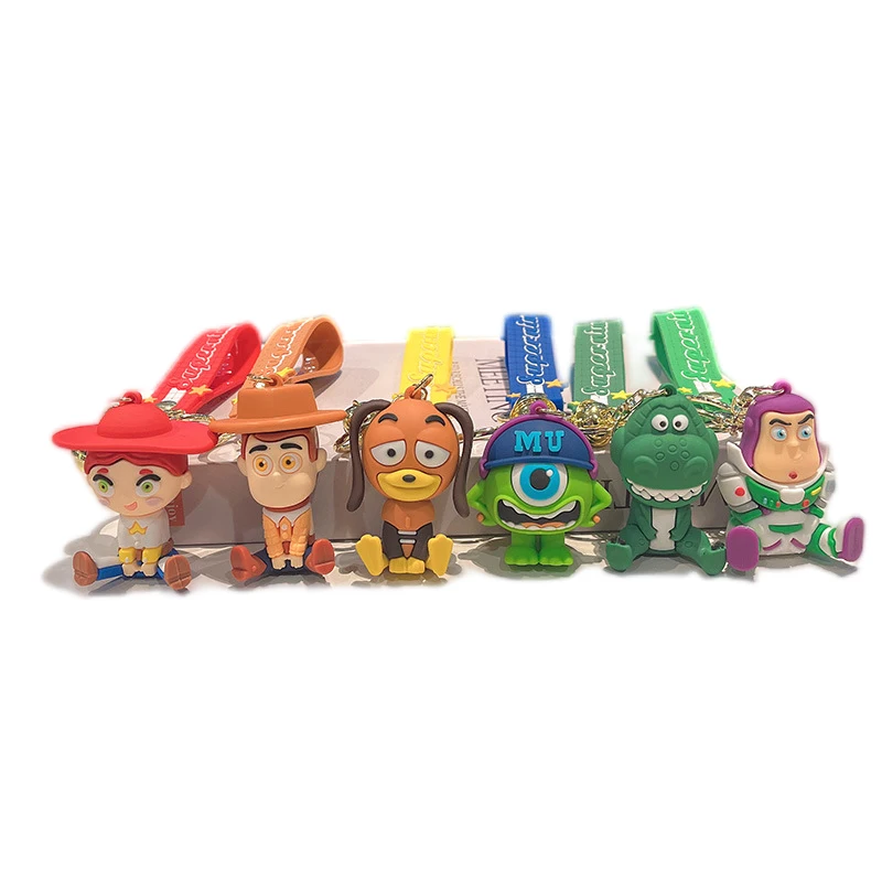 Disney Toy Story3 Rubber Keyring Sherif Woody Car Backpack Slinky Dog Key Chain Buzz Lightyear Bag Pendant Pixar Jessie Keychain