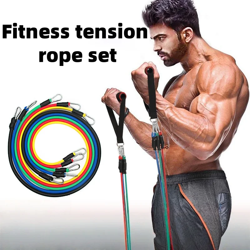 

Resistance band set with door anchor elastic exercise band set, physical therapy to maintain fitness band with handle