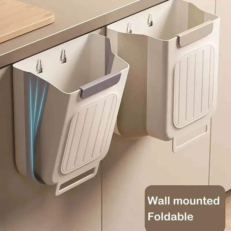 Kitchen & Bathroom Hanging Garbage Bin Foldable Thick-Walled Large Diameter Home Sturdy Design