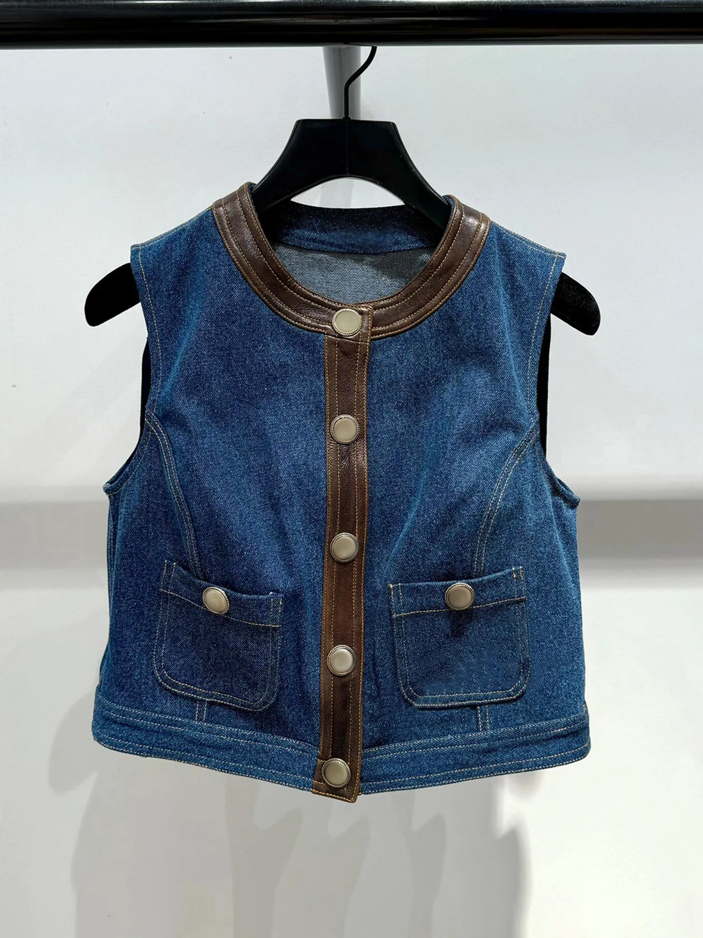 S Home Nan You High End Damen Faion Summer 2025, Small Fraance Sle Denim Weste, Top + Rock, Set aus Polyesterfaser, aber...