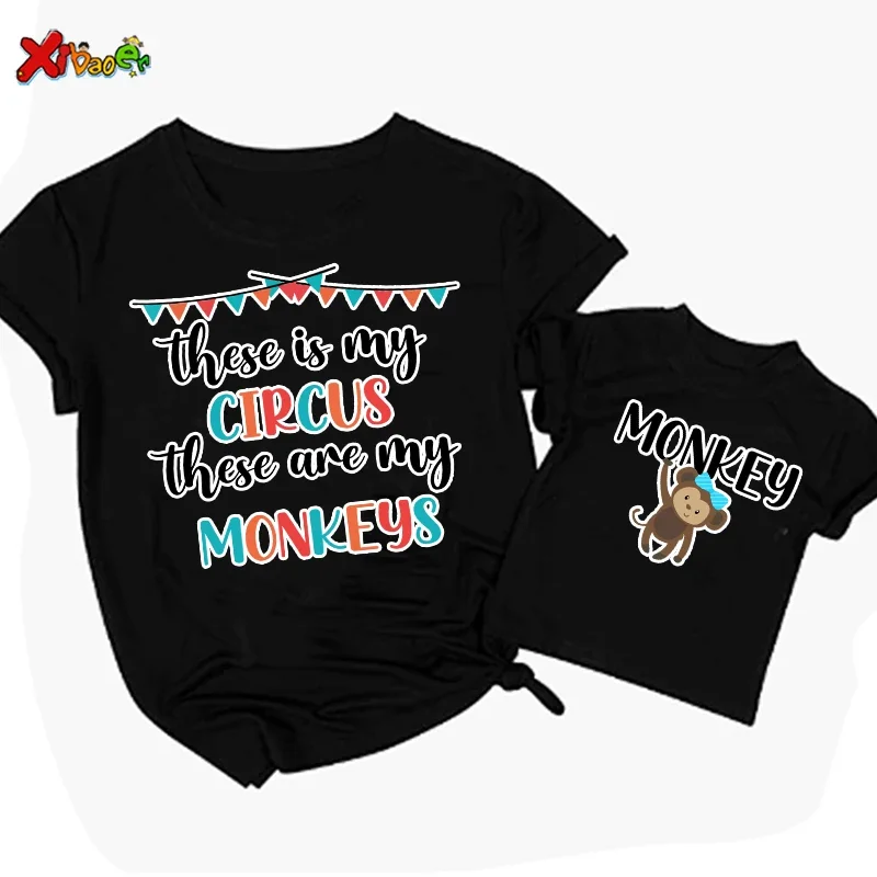 Mother Days Gifts Tshirt Family Matching T Shirt Outfits Monkey Mommy and Me Mother Daughter Matching Clothes Tees Baby Rompers 5