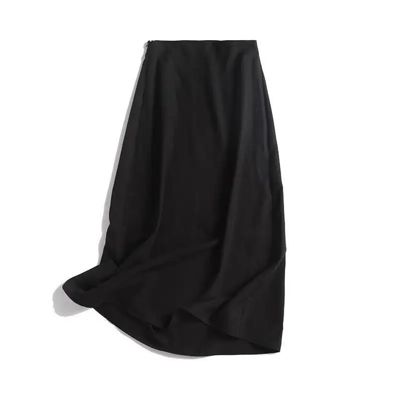 Maxdutti Minimalist Women's Clothing With Elegant Commuting Style Black Straight Leg Skirt Women's Skirt Woman Clothing Faldas