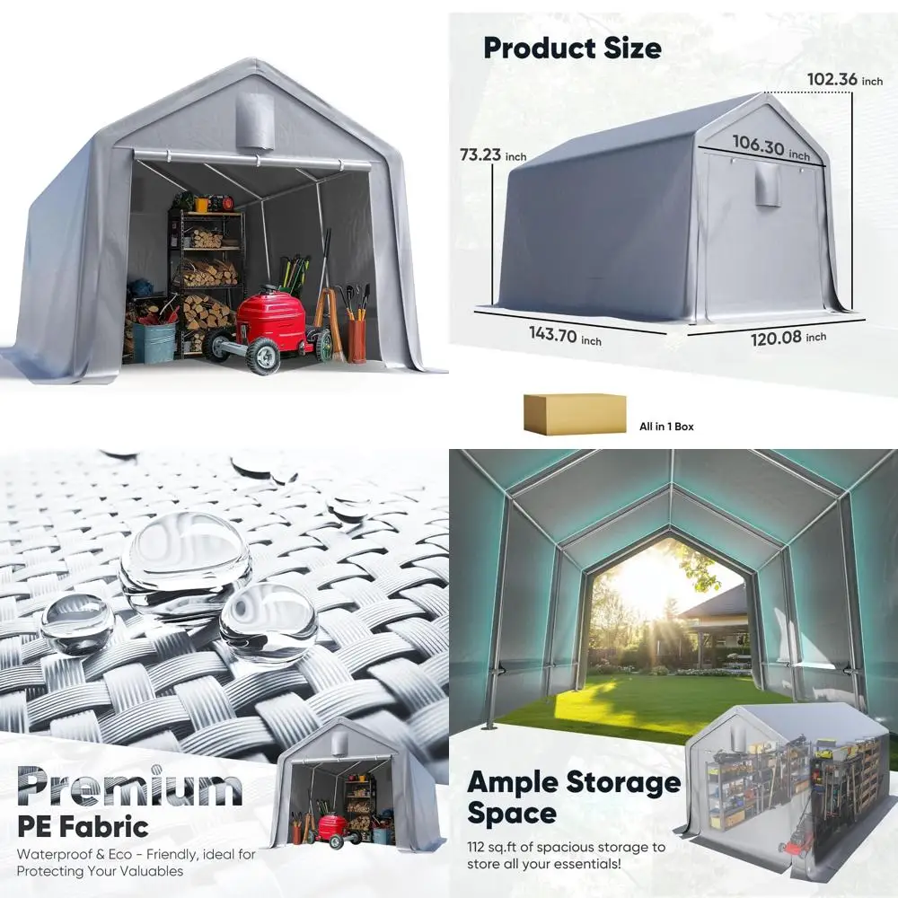 

Сверхмощное навесное устройство для автомобиля 10x12 футов с закатанными сетчатыми окнами, усиленной рамой, портативным гаражным навесом для мотоциклов и улицы