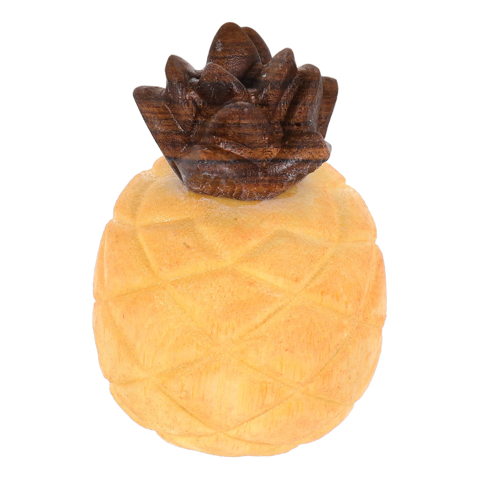 

Wood Carved Glass Pineapple Figurine Decorative Fruit Statue Solid Wood Sculpture Home Decor Fake Pineapple Mini pineapple