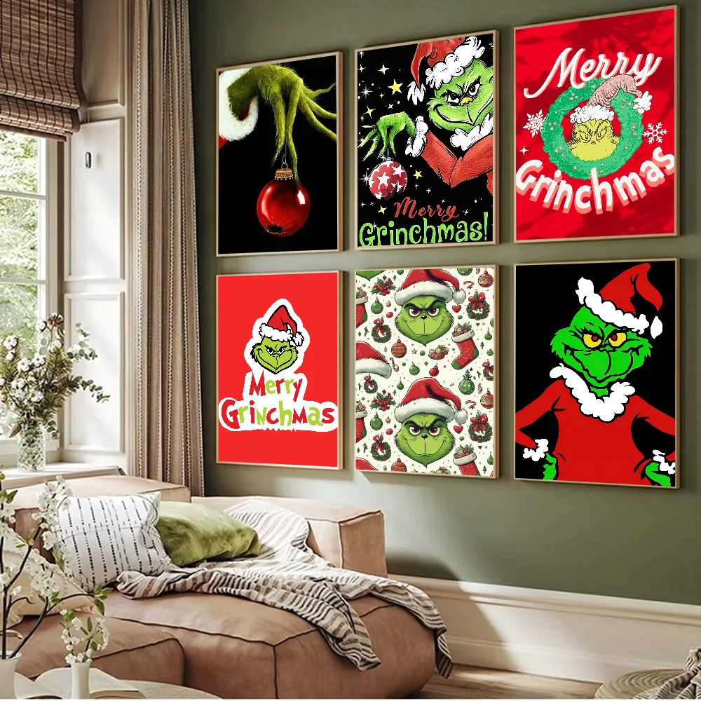 Cartoon the G-Grinch Merry Grinchmas Poster Prints Artwork festival Bedroom Club living room Home Deco