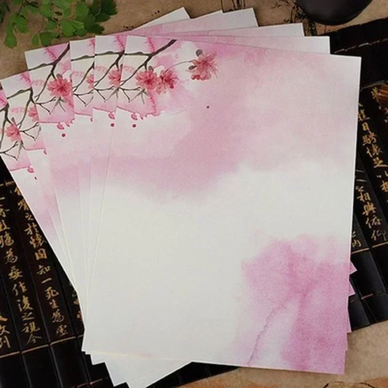 8pcs Letter Papers Traditional Chinese Style Flower Letter Paper Student Teacher Stationery Festival Letter Papers