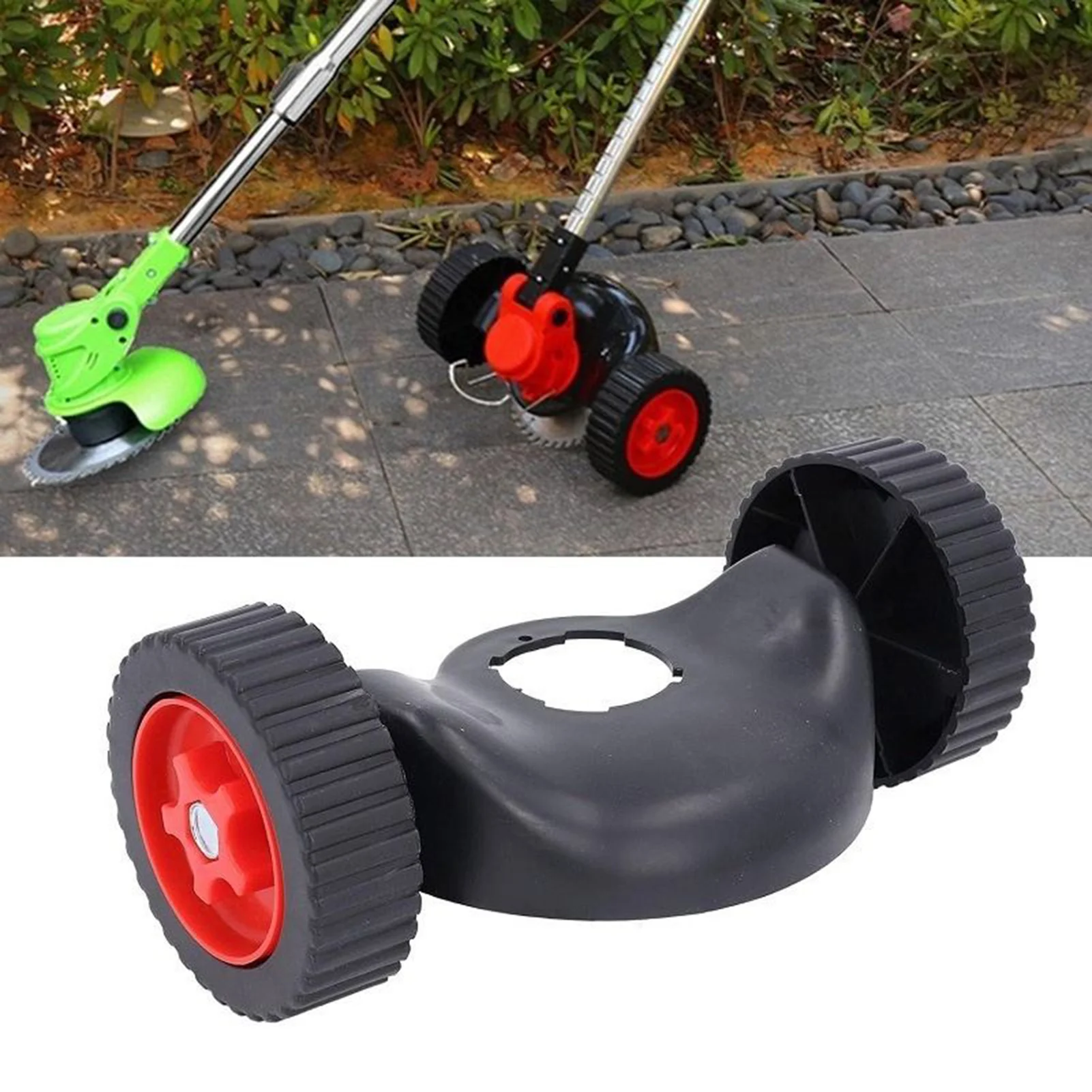 Weed Trimmer Support Wheels Grass Trimmer Support Wheel Attachment Universal Adjustable with Protective Cover Grass Cutter Parts