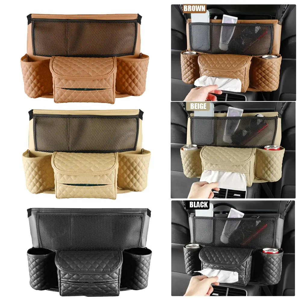 

Large Capacity Car Seat Leather Pocket Handbag Purse Holder Bag Organizer Storage Pet Net Barrier Dog Pouch Between Back Seats