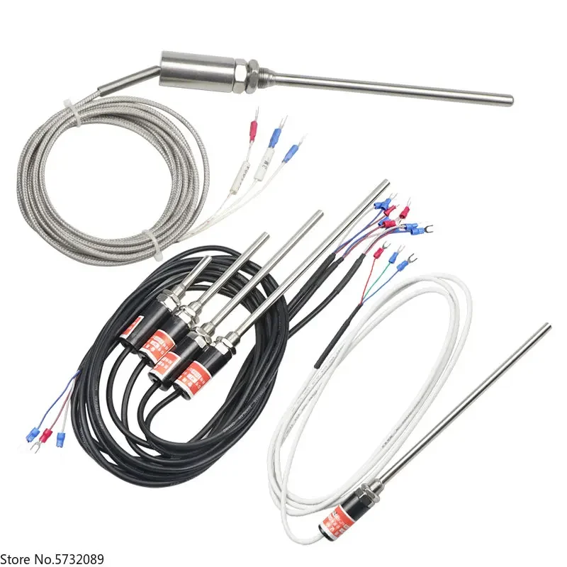 5PCS PT100 temperature sensor probe type thermal resistance waterproof and rust proof thermocouple thermal resistance WZPT-03