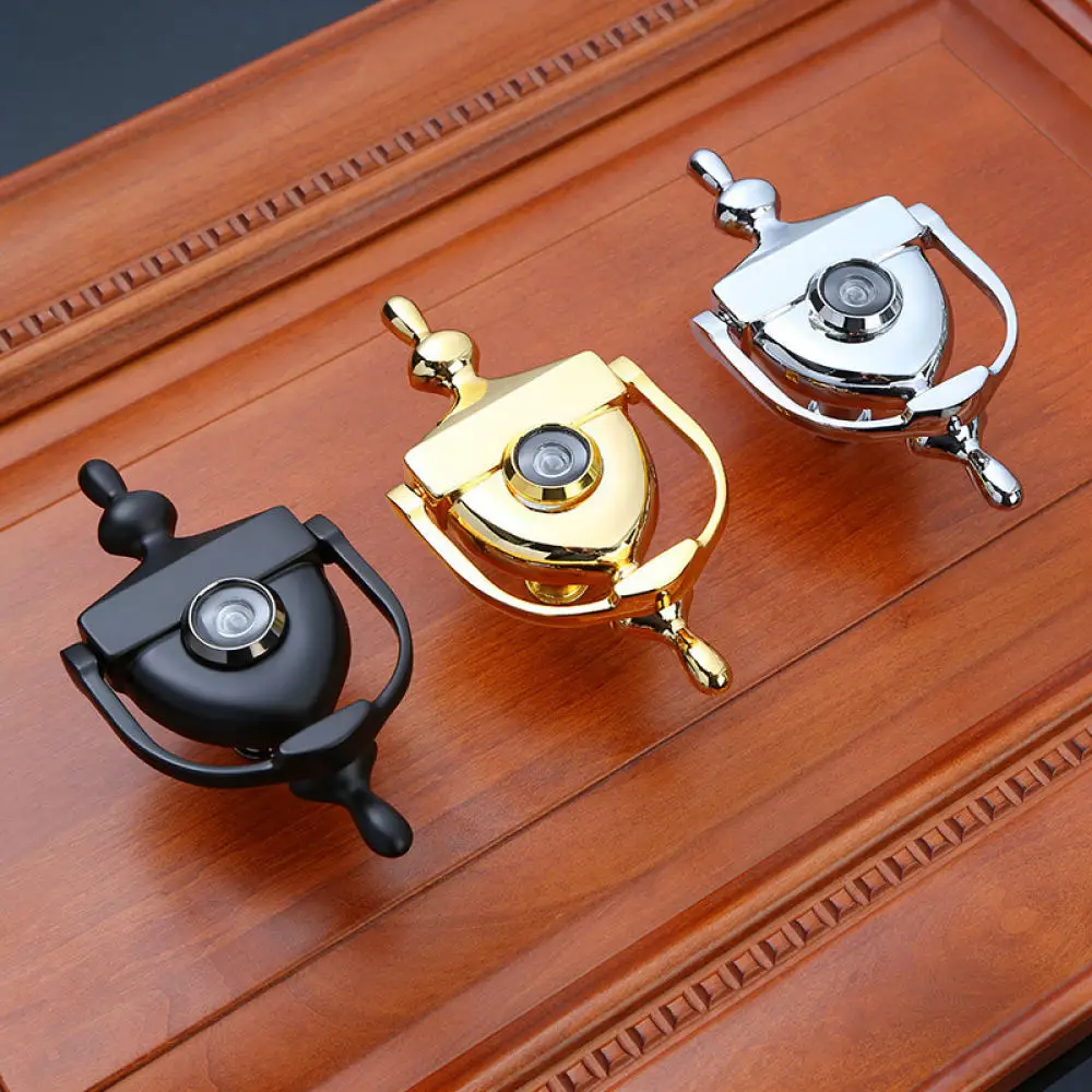 Modern Zinc Alloy Door Knocker With Peephole Decorative Hardware For Residential Front Door Security Enhancement