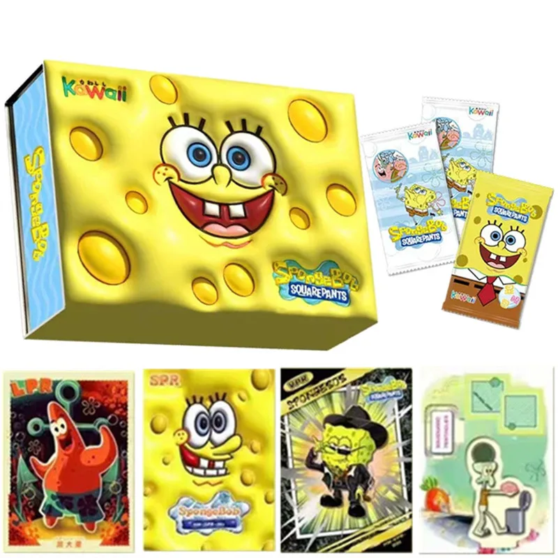 Anime Sponge Bob Card Box SP PR TR Square Pants Patrick Star Squidward Tentacles Captain Eugene Rare Embroidery Collection Gifts