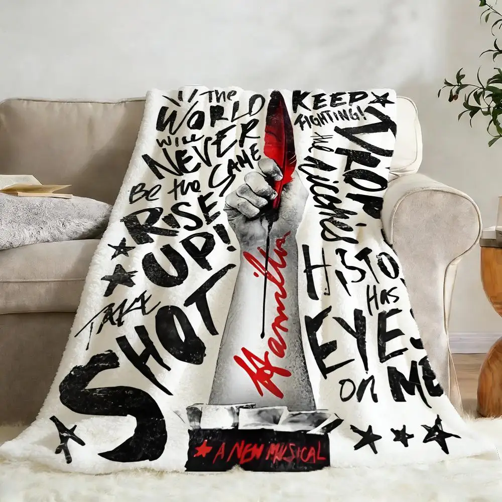 Musical H-Hamilton Vintage Throw Flannel Fluffy Soft Blanket Warm Skin-Friendly Throw For Sofa Bed Office Nap Winter