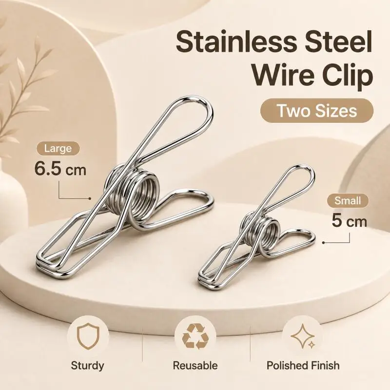 10~100 Stück Edelstahl-Wäscheklammern, langlebige Wäscheklammern, vielseitige Metallklammern für Wäsche, Haushalt und Küche – Detail 1