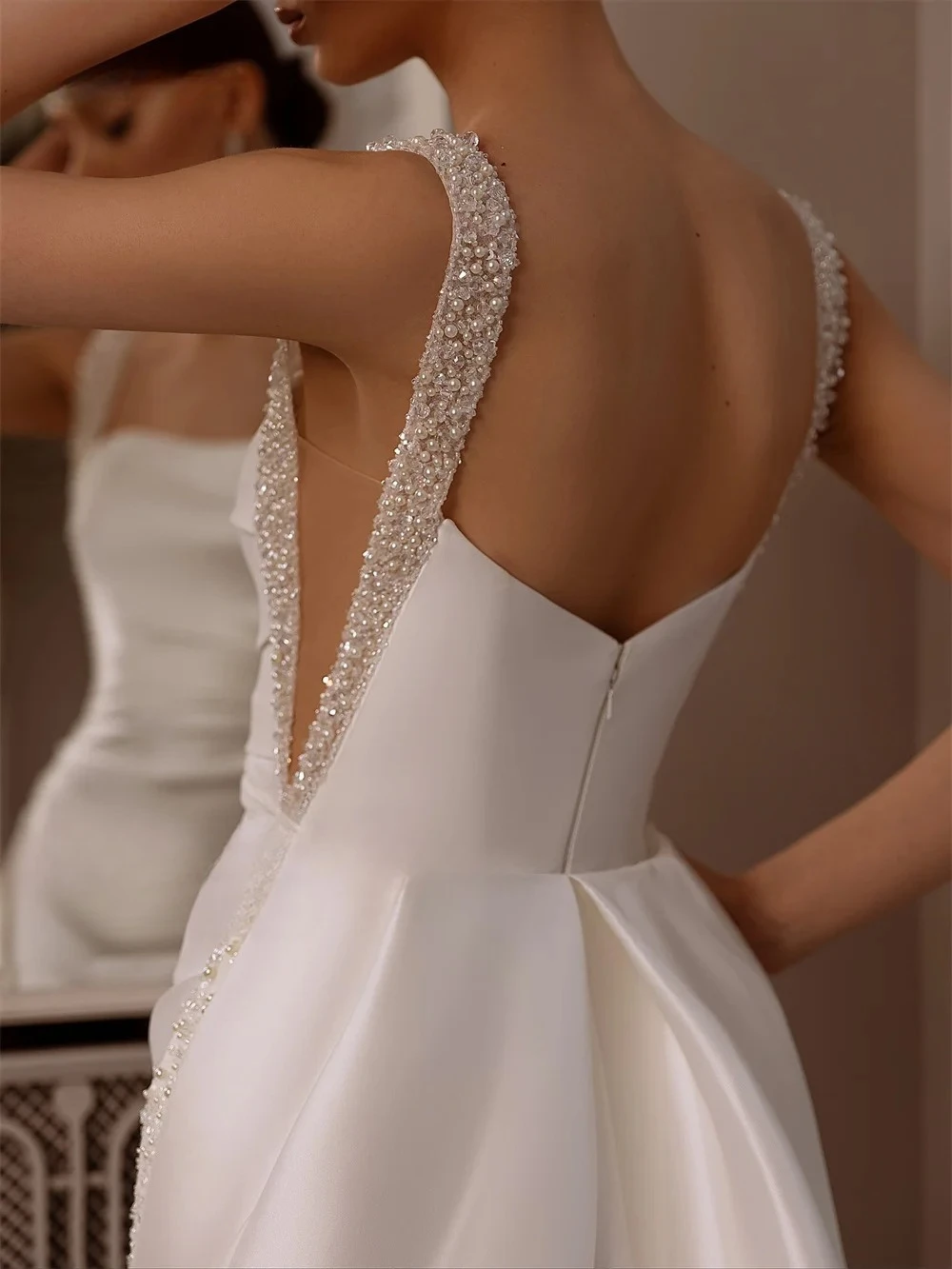 Luxury Mermaid Wedding Dress Simple Square Collar Bridal Dresses Beading Spaghetti Strap Wedding Gown Customized 2026