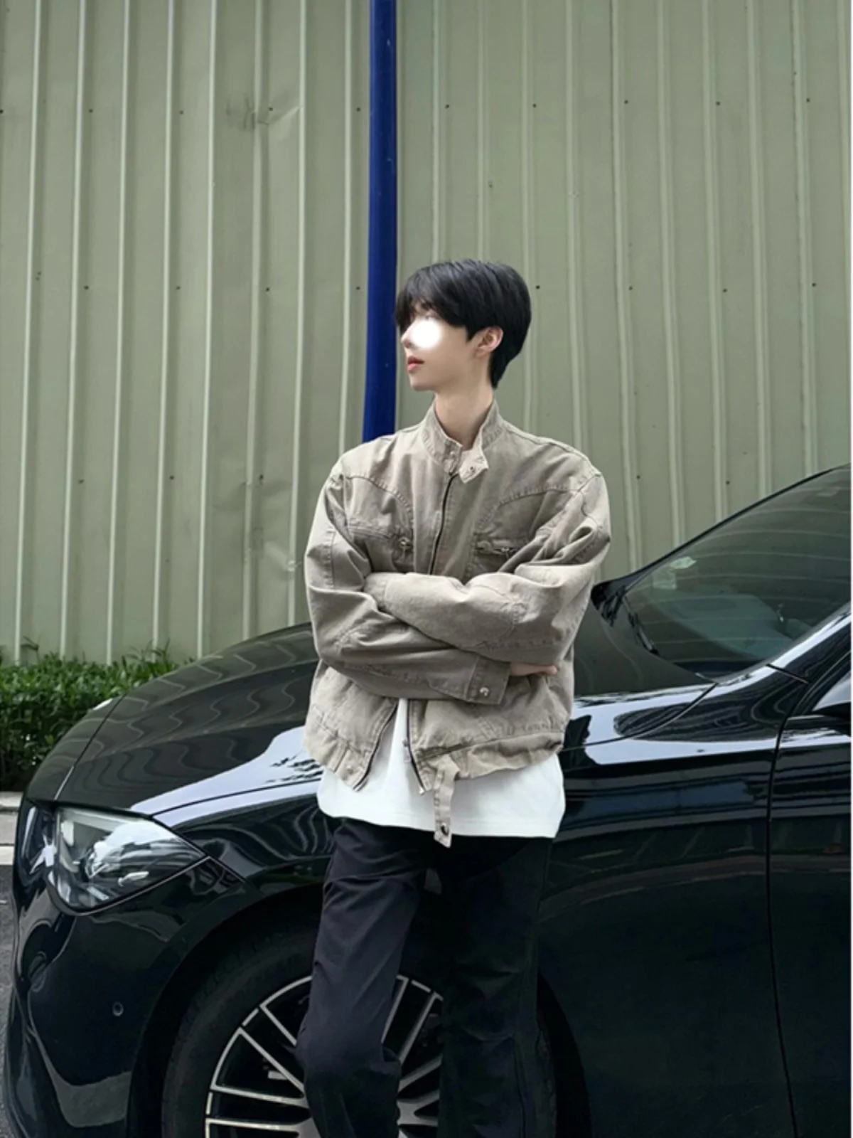 

Vintage ort Men's Denim Jaet Spring Autumn Faion American Retro Pilot Jaet Harrington Baseball Vest Loose Fit Waed ...