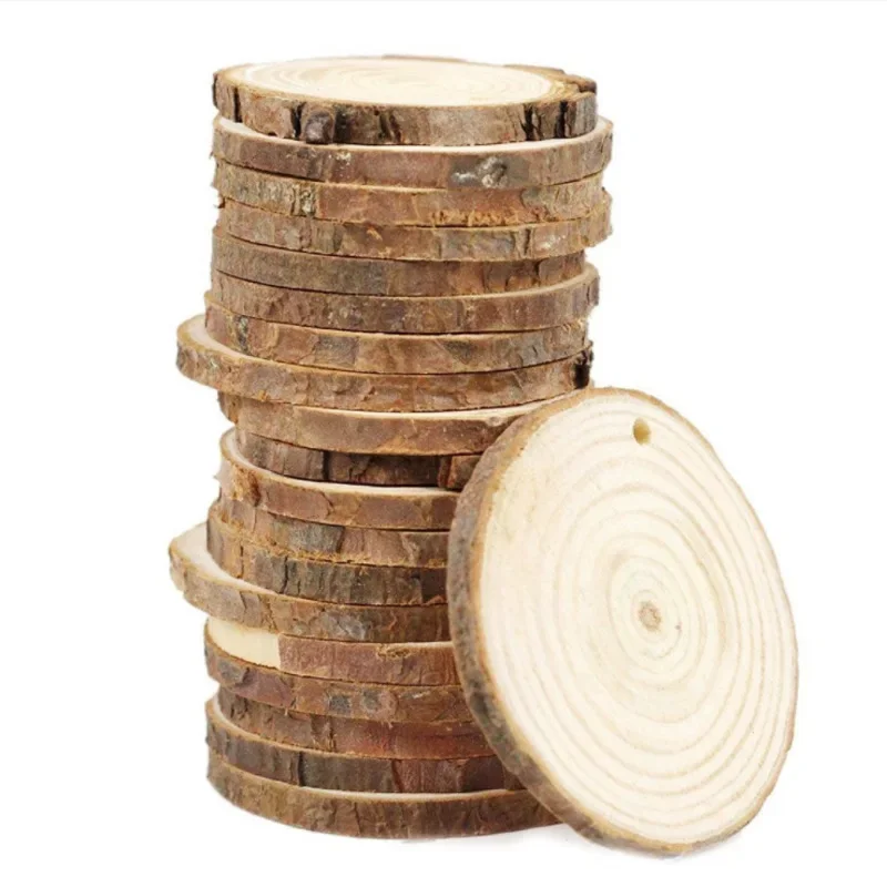 10Pcs 5-6cm Wood Log Slices Discs Without Rope Natural Wooden Discs For DIY Handmade Crafts Wedding Centerpieces Party Home