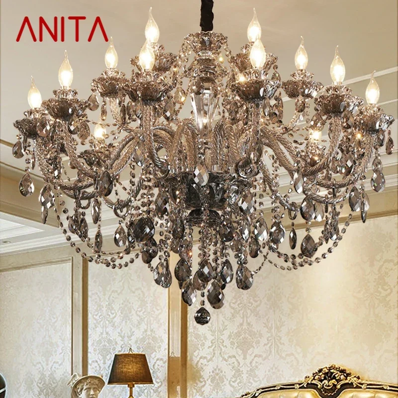 

ANITA Luxurious Style Crystal Pendant Lamp European Candle Lamp Art Living Room Restaurant Bedroom Villa Chandelier