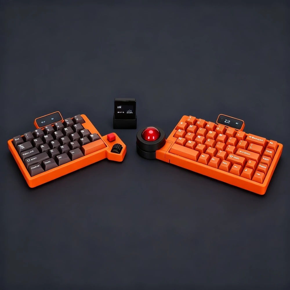 NEW Offsetkey Trackball Split Keyboard 2/3 Mode 2.4G Dongle Bluetooth Keyboard Kit Wireless Roller Button OLED Screen ZMKTeclado