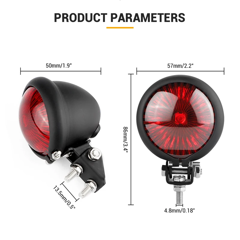 Motorcycle Round LED Rear Stop Brake Tail Light Lamp 12V Fit For Cafe Racer Bobber Chopper ATV Dirt Bike Custom Cruiser Buggy