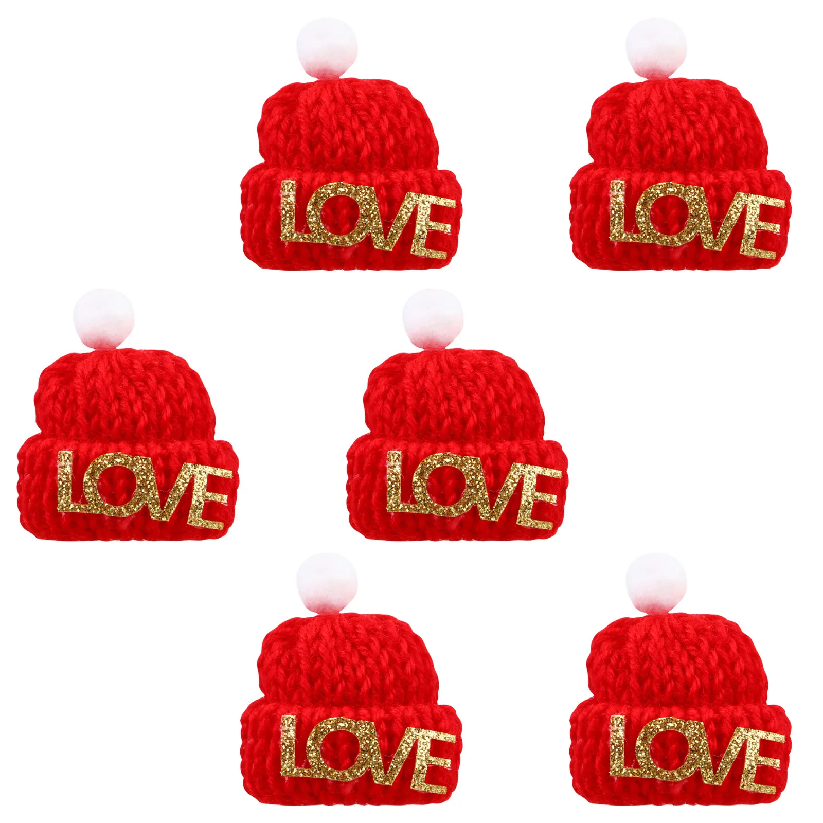 10Pcs Christmas Finger Hats Knitted DIY Creative Kids Imagination Parent Child Communication Xmas Finger Hats Set