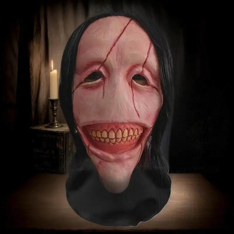 3D Printed Halloween Ghost Face Mask, Stretchable Mesh Full Face Creatures Headpiece Cosplay Party Props