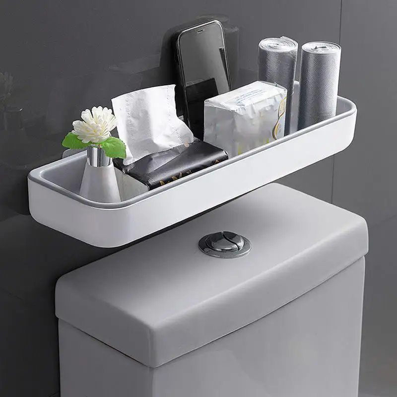 

Over The Toilet Shelf Shower Toilet Wall Mounted Storage Rack Adhesive No Drill Bathroom Organizer Space Saving Home Decor For