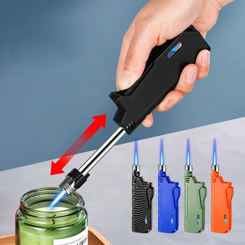 Portable Windproof Cigar Lighter Butane Gas Lighter Turbo Lighters Kitchen Outdoor Camping Ignition Tool Smoking Accessories