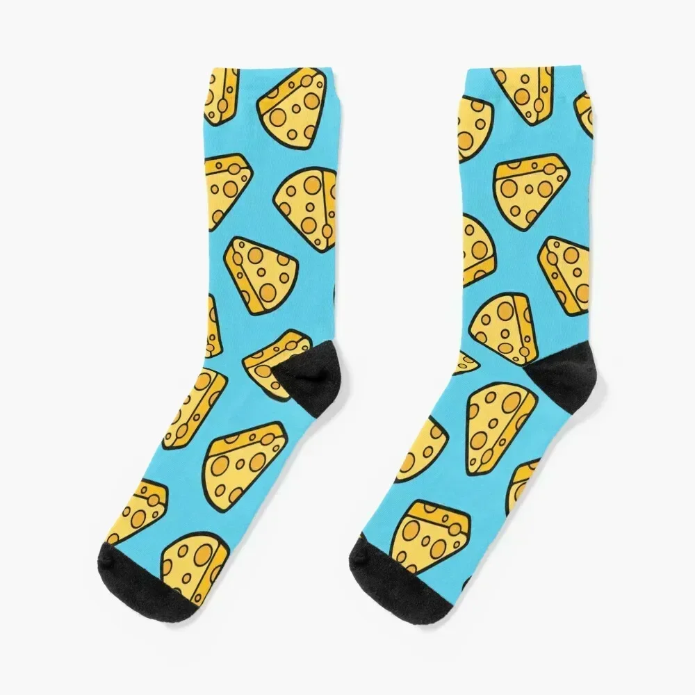 

Cheese Pattern on Blue Socks cycling Rugby Wholesale Women's Socks Men's