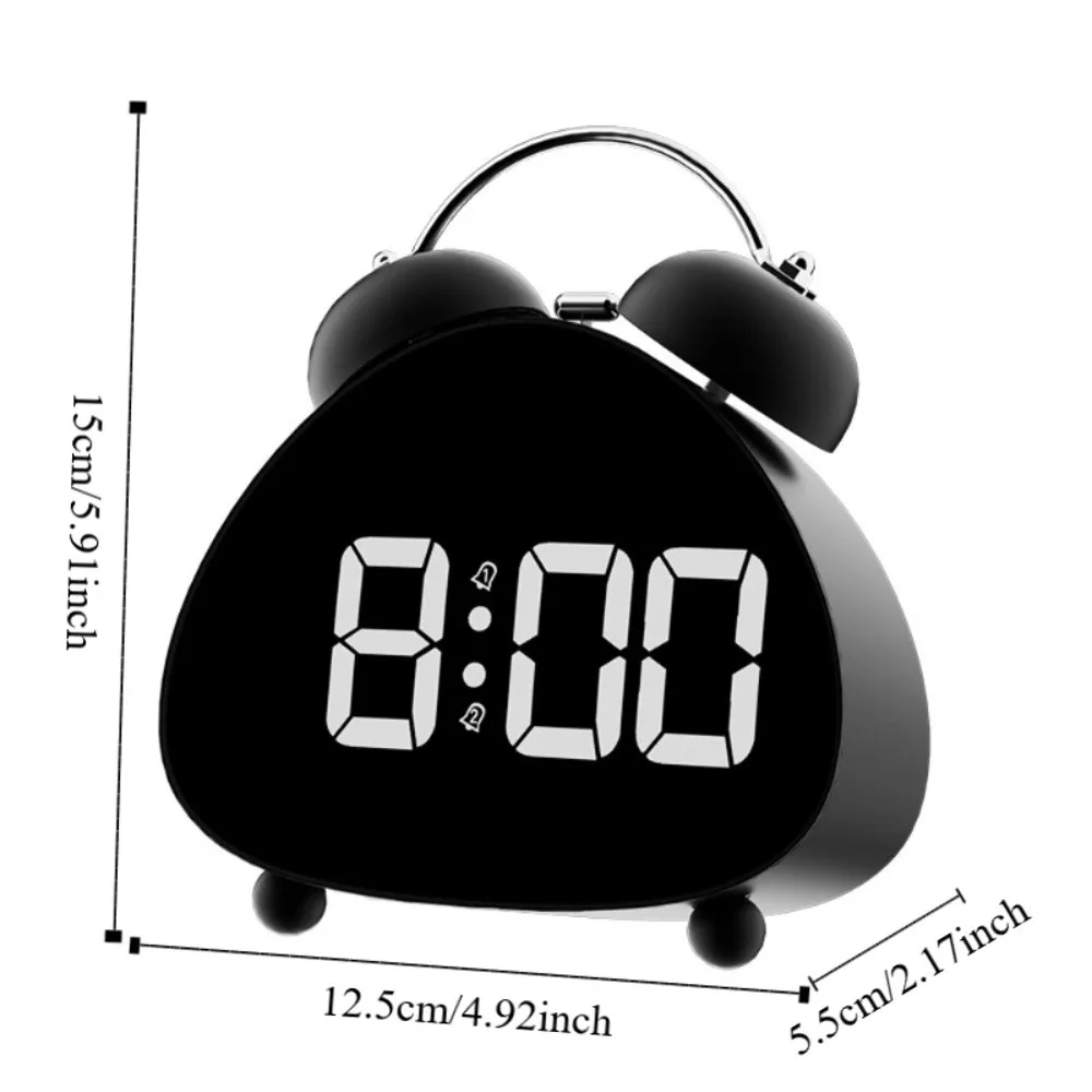 LED Electronic Display LED Clock Mechanical Ringing Super Loud Sound Digital Alarm Clock Plastic Vintage Tabletop Clock
