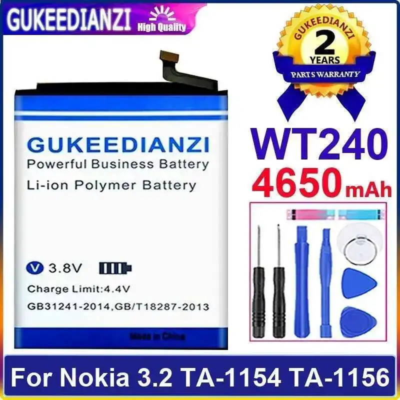 Аккумулятор мобильного телефона для Nokia 3.2 TA-1154 TA-1156, хорошая низкотемпературная производительность, 4650 мАч, долговечный WT240