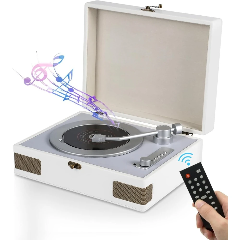

Retro CD Player for Home with Bluetooth Speakers Portable Rechargeable Vintage CD Record Player Gift for Music Lovers