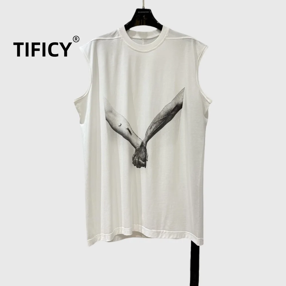 

High Street Tees Tanks Top Men's Style Summer New Arm Printed Strap Design Loose Large Casual Fashion Versatile Tank Top