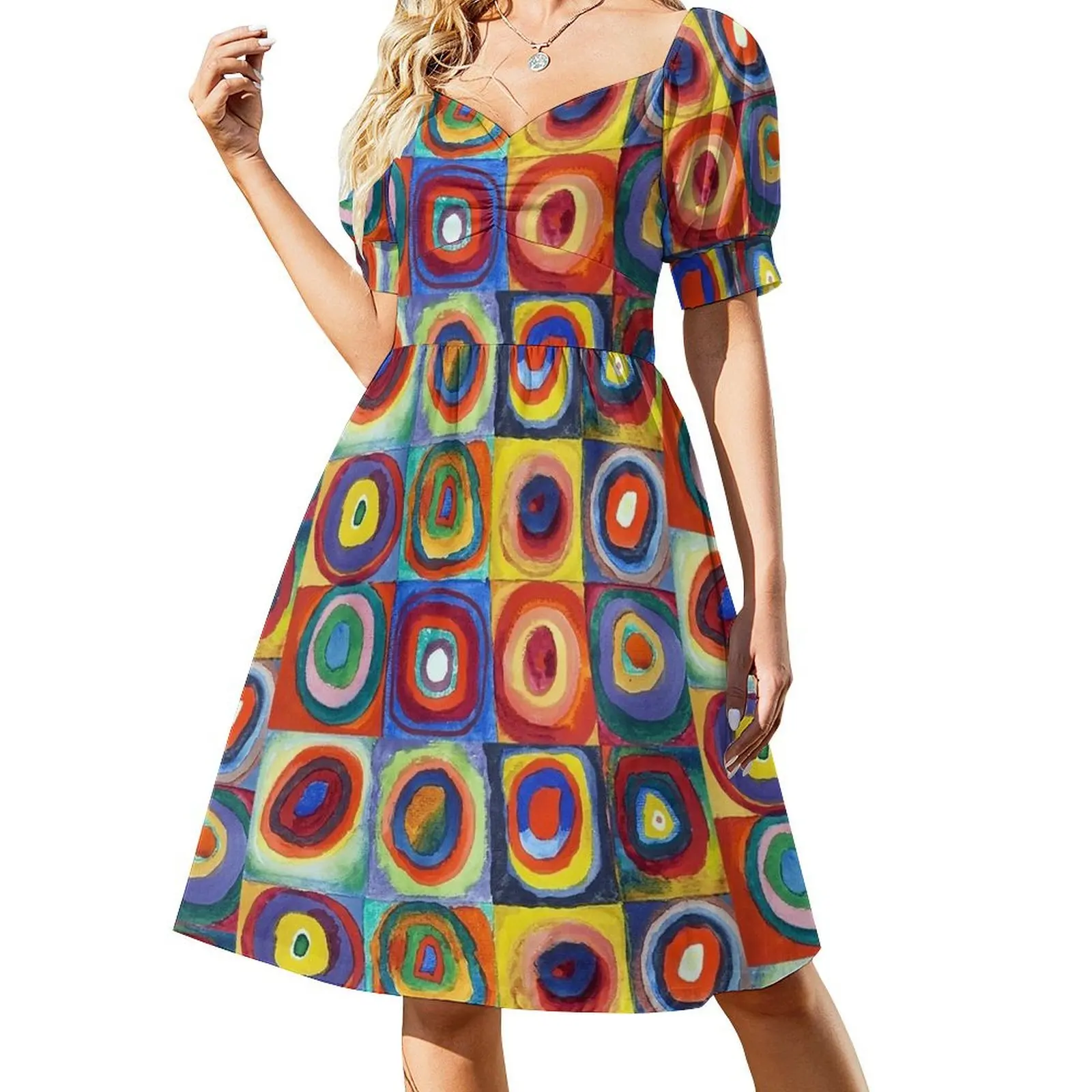 

Wassily Kandinsky - Color Study, Squares with Concentric Circles - Bauhaus Art Short Sleeved Dress women clothes dress Dress