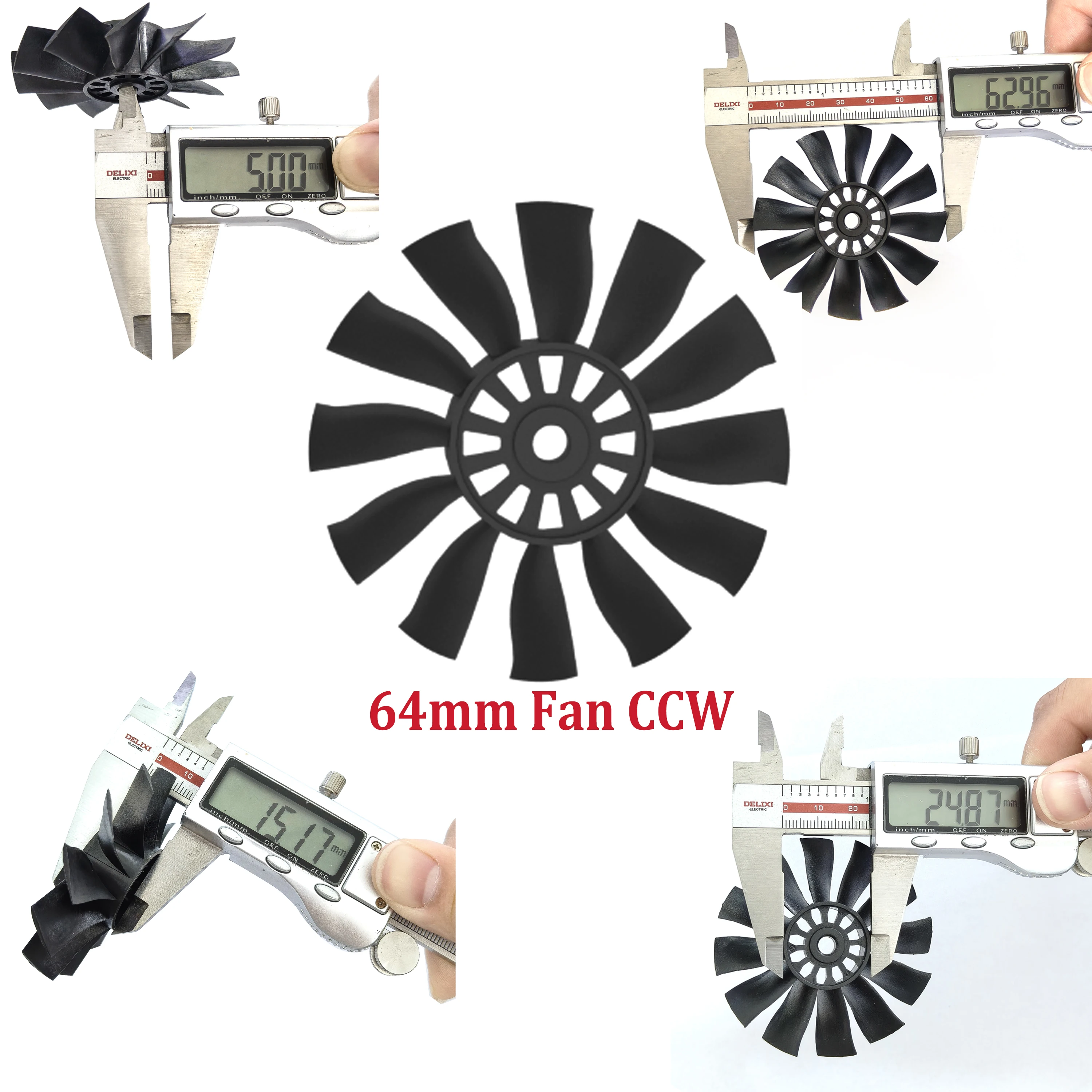 QX-MOTOR 64mm EDF Motor 12 Leaf Blade Motor Engine CW CCW 64mm New Condition Aerial Propeller Part