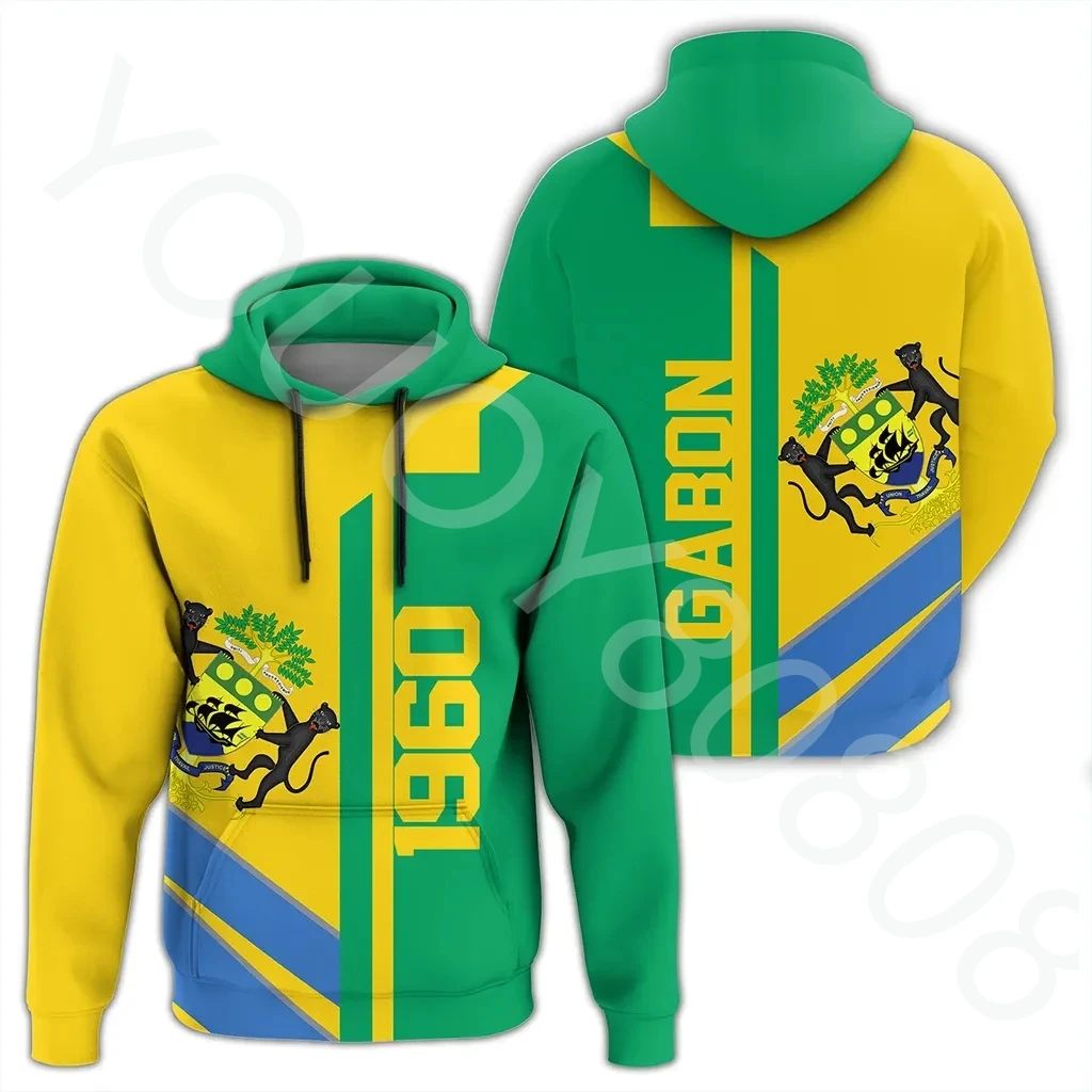 African Clothing Gabon Semi-Concept Zip Hoodie Zip Hoodie Men's Clothing Sweater 3D Printing Casual Sports Jacket