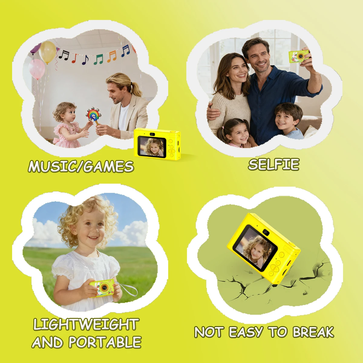 Aparat dla dzieci 1080P HD Cyfrowa kamera wideo dla maluchów 2,4-calowy aparat dla dzieci z silikonowymi etui Zabawki na prezenty świąteczne i urodzinowe