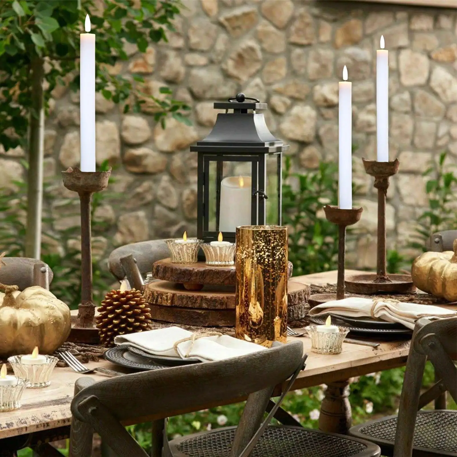 6 Pieces White Flameless Decorative Christmas Candles Smokeless LED Taper Candles With Warm White Light For Christmas Holiday